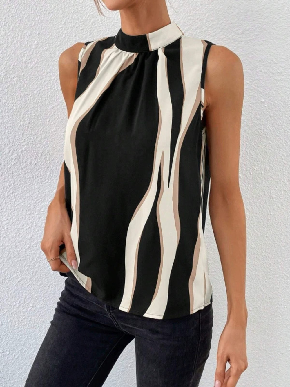 ZARA Printed Round Neck Tank Top